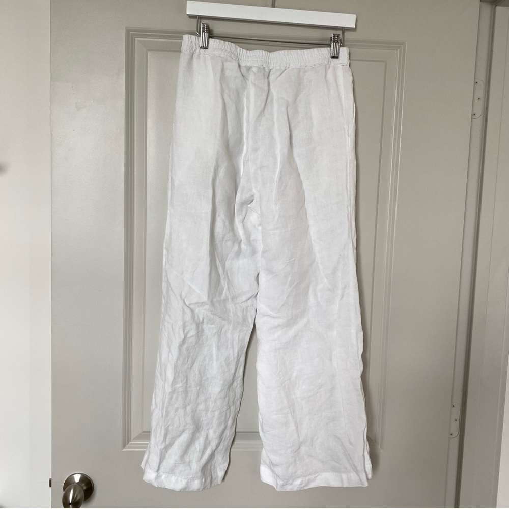 Sauths White Linen Wide Leg Pants - Picture 4 of 7